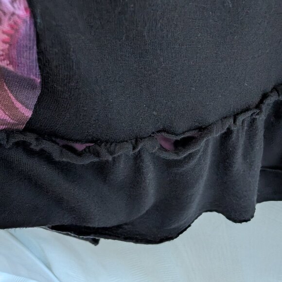 Tricotto Patchwork Paisley Dress Black Purple Mesh Detail Small Art to wear Y2K - Picture 12 of 13